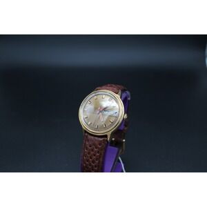 Vintage 1975 Timex Marlin Day Date Manual Wind Watch Brown Leather Rally Strap